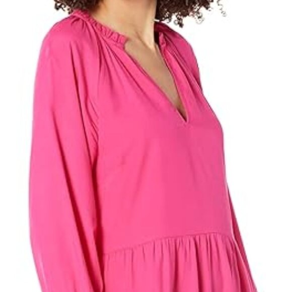 ✨ NWT The Drop x Caralyn Mirand Ruffle-Neck Tiered Mini Dress - XS Hot Pink ✨ - Picture 7 of 7